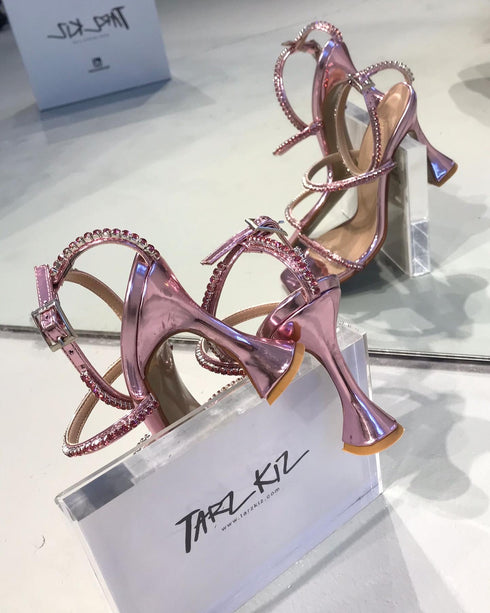 TUVANA LİLA KRİSTAL TAŞLI TOPUKLU SANDALET